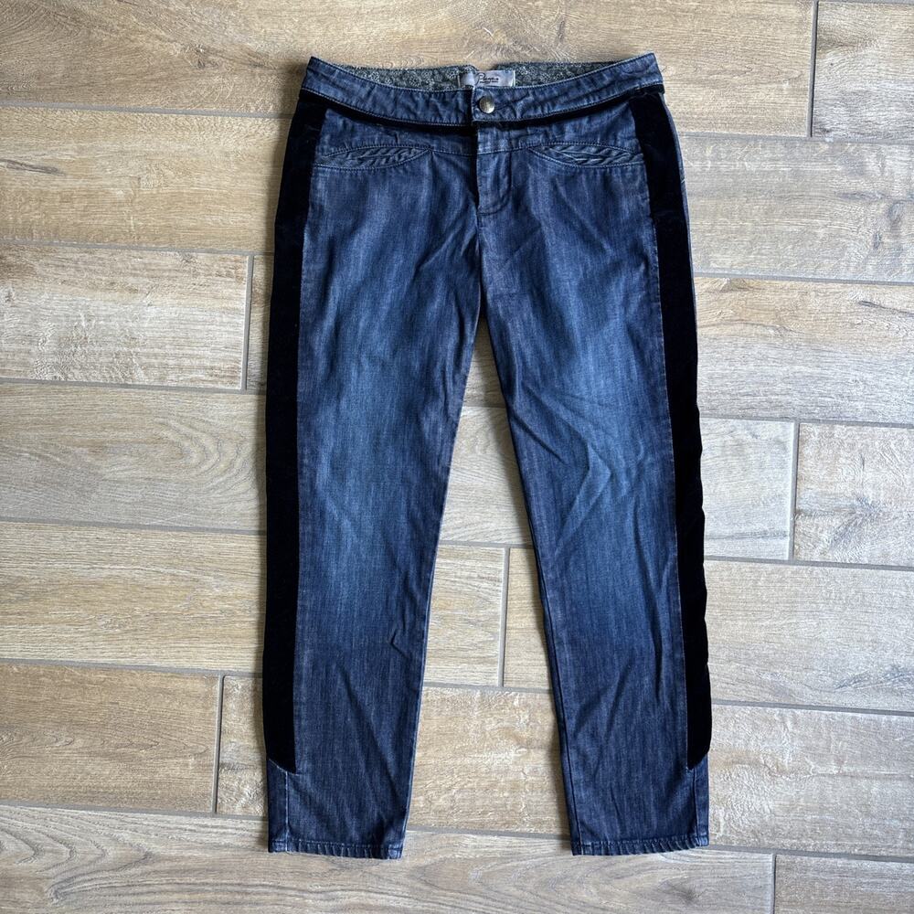 Paige Premium Denim Jeans Womens 27 Blue Velvet Tuxedo Stripe Slim Leg Jolie‎